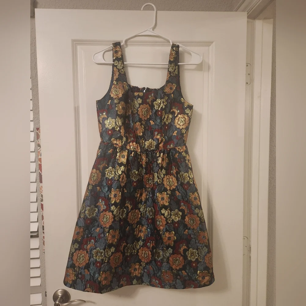Modcloth Floral Dress - Multicolor and Gold - Picture 1 of 3